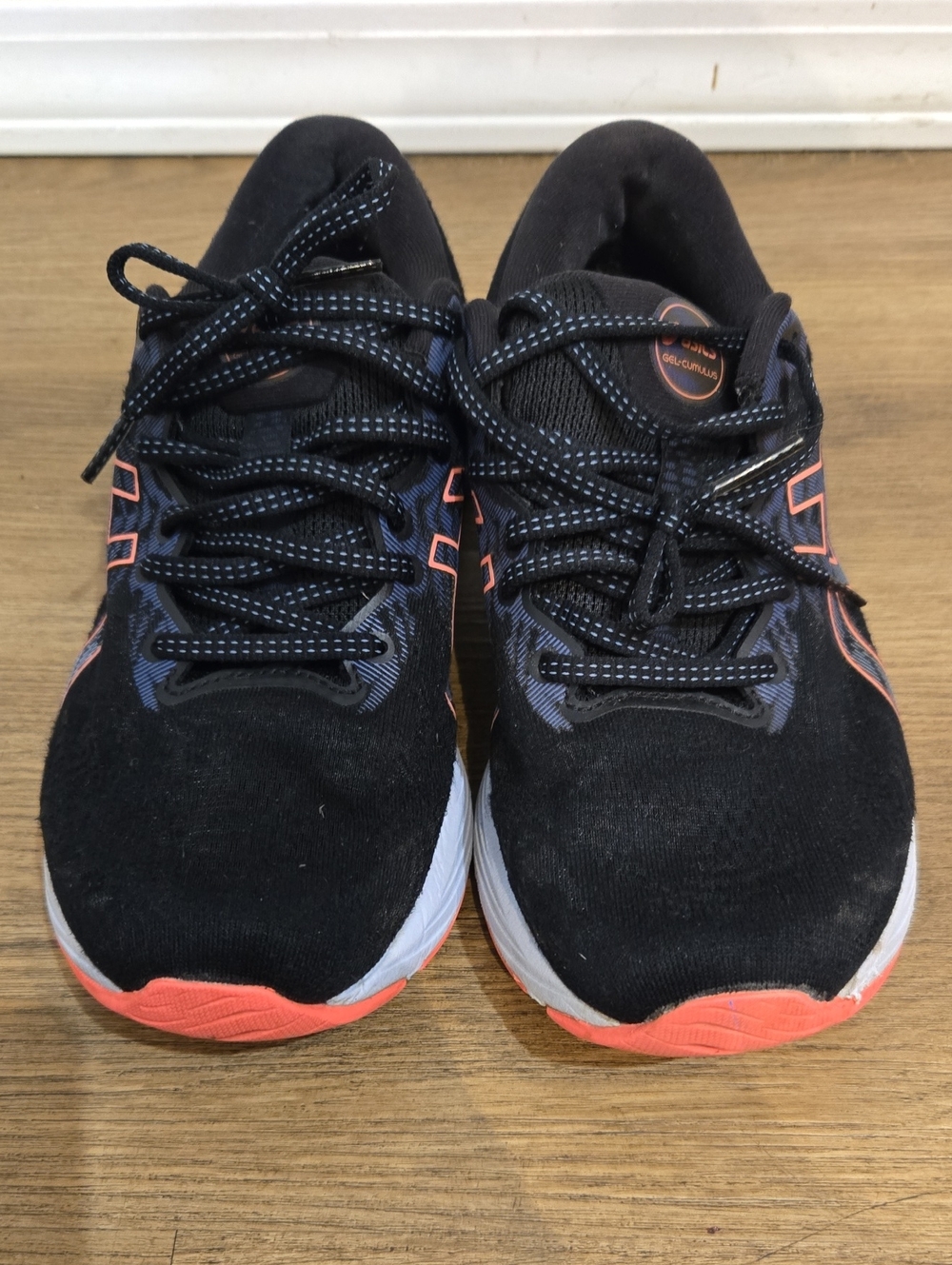 Womens Asics Black and Coral Athletic Running Shoes